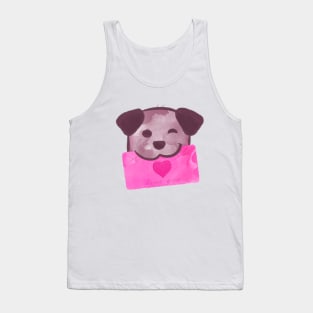 Cute dog with pink love letter Tank Top